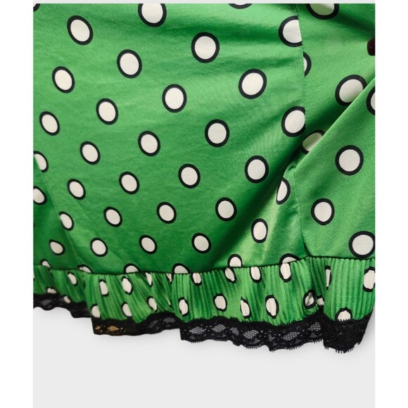 Jean Paul Gaultier Target Slip Dress In Green Polka Dot Black Lace - XL - Picture 11 of 15